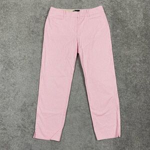 Talbots The Perfect Crop Curvy Pants Womens Size 2 Stretch White Pink Polka Dot